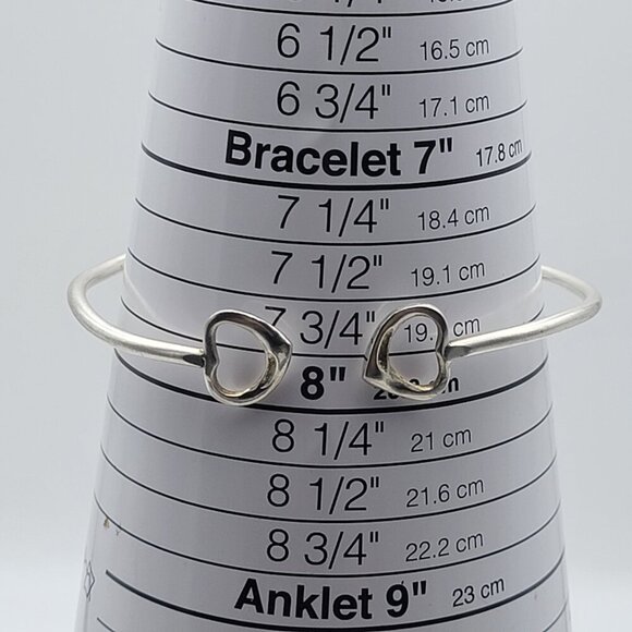 Tiffany & Co. Double Heart Open Cuff Bracelet Sterling Silver 925 8 Inch Sizable - Picture 9 of 11